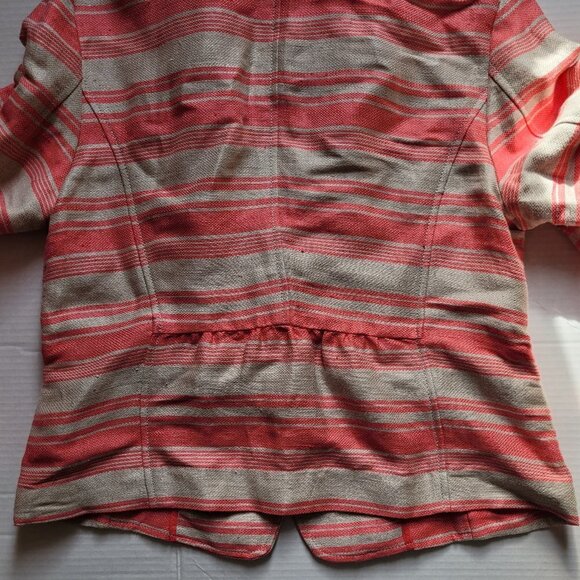 Loft Ann Taylor blazer pink and beige linen blend stripe preppy office NWT new - Picture 15 of 16